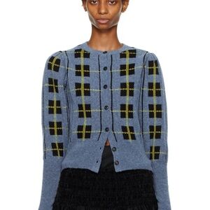 MOLLY GODDARD Blue and Black Checkered Cardigan